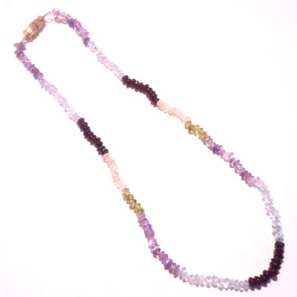Vintage Semi Precious Multi Gemstone Chip Beaded Necklace - Picture 4 of 6